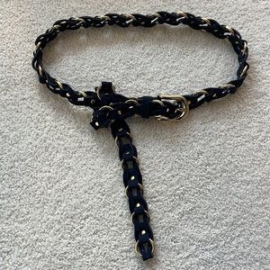 MK suede adjustable belt - navy blue